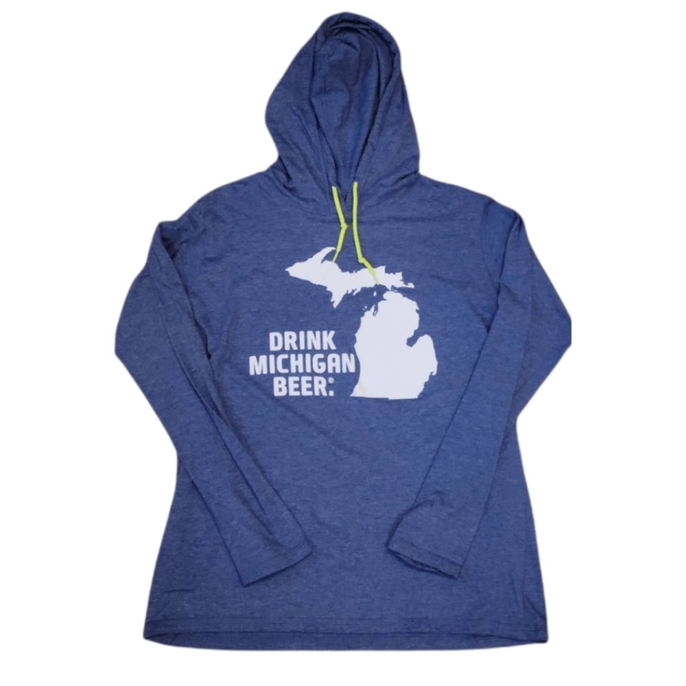 Drink Michigan Beer Ring Spun Cotton Long-Sleeve Hooded Tee Women's XL
